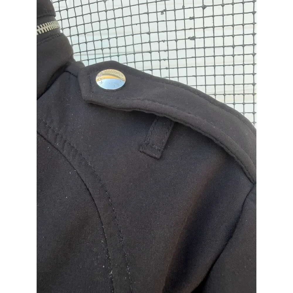 Michael Kors Black Soft-Shell Rain Jacket – Stylish Moto-Inspired Utility Coat